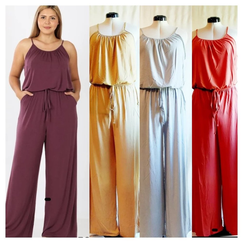 Spaghetti Strap Jumpsuit w/ Pockets (Mustard)